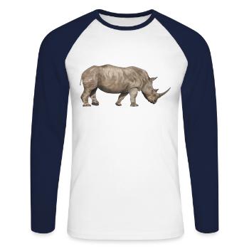 Rhinoceros from the side - Unisex Long Sleeve Baseball T-Shirt - white/navy - Front - Nik (191cm)