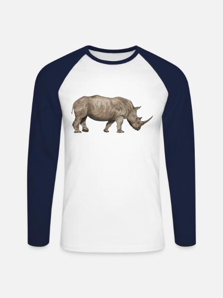 Rhinoceros from the side - Unisex Long Sleeve Baseball T-Shirt - white/navy