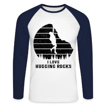 I Love Hugging Rocks Bouldering Rock Boulder Climb - Unisex Baseballshirt langarm - Weiß/Navy - Vorne - Nik (191cm)