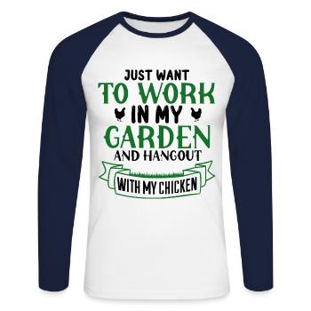 Hobby gardeners, fruit and vegetable gardeners - Unisex Long Sleeve Baseball T-Shirt - white/navy - Front - Nik (191cm)