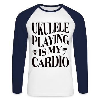 Ukulele playing is my cardio - Unisex Long Sleeve Baseball T-Shirt - white/navy - Front - Nik (191cm)