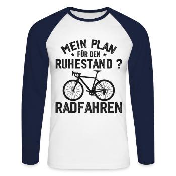 Retraite Vélo Cycliste Cadeau pour la retraite - T-shirt baseball manches longues Homme - blanc/marine - Devant - Nik (191cm)