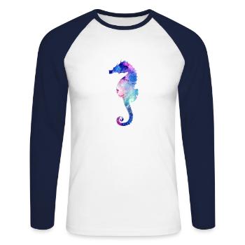 Cadeau étoile de galaxie - T-shirt baseball manches longues Homme - blanc/marine - Devant - Nik (191cm)