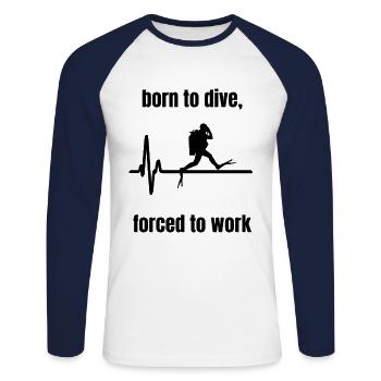 Diver diving underwater scuba diving gift - Unisex Long Sleeve Baseball T-Shirt - white/navy - Front - Nik (191cm)
