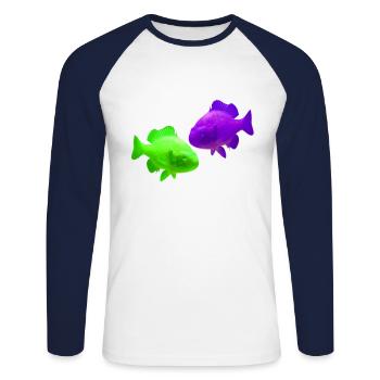 Pisces - Unisex Long Sleeve Baseball T-Shirt - white/navy - Front - Nik (191cm)