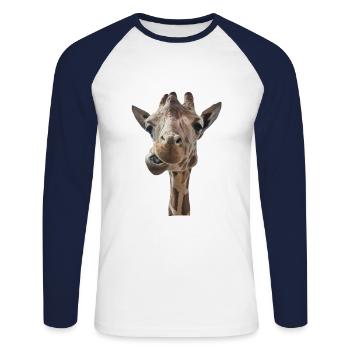 giraffe - Unisex Long Sleeve Baseball T-Shirt - white/navy - Front - Nik (191cm)