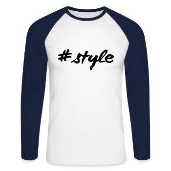 #style - Unisex Long Sleeve Baseball T-Shirt - white/navy - Front - Nik (191cm)