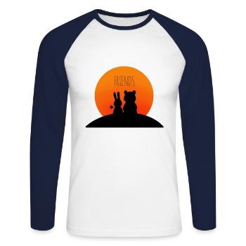 Friends bear and bunny - Unisex Long Sleeve Baseball T-Shirt - white/navy - Front - Nik (191cm)