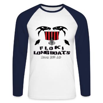 Flokis Longboats, Viking Viking Gift Shirt - Unisex Long Sleeve Baseball T-Shirt - white/navy - Front - Nik (191cm)