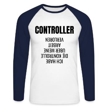 Controller Controlling BWL Geschenk Idee - Unisex Baseballshirt langarm - Weiß/Navy - Vorne - Nik (191cm)