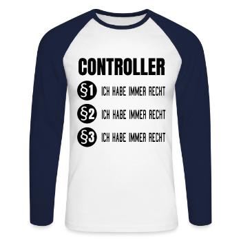 Controller Controlling BWL Geschenk Idee - Unisex Baseballshirt langarm - Weiß/Navy - Vorne - Nik (191cm)