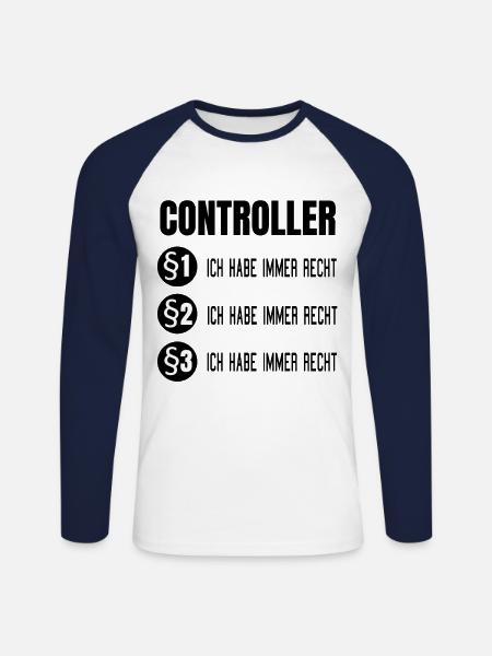 Controller Controlling BWL Geschenk Idee - Unisex Baseballshirt langarm - Weiß/Navy