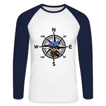 Maritime Ahoi Capitaine Maritime - T-shirt baseball manches longues Homme - blanc/marine - Devant - Nik (191cm)