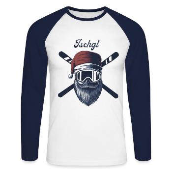 Ischgl Ski Sknowboard - Unisex Baseballshirt langarm - Weiß/Navy - Vorne - Nik (191cm)