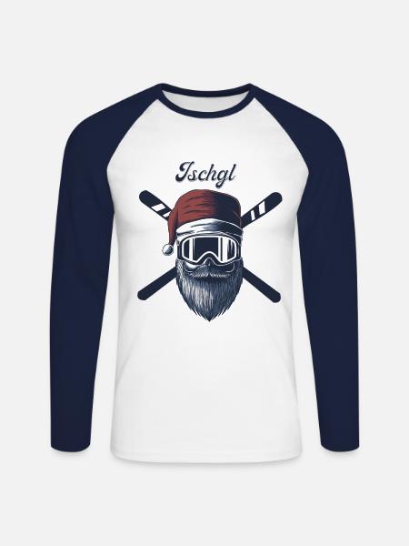 Ischgl Ski Sknowboard - Unisex Baseballshirt langarm - Weiß/Navy