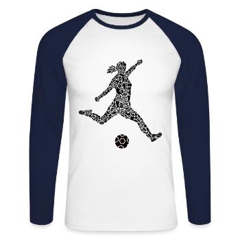 Fußballspielerin Symbole Fußball Fußballerin - Unisex Baseballshirt langarm - Weiß/Navy - Vorne - Nik (191cm)