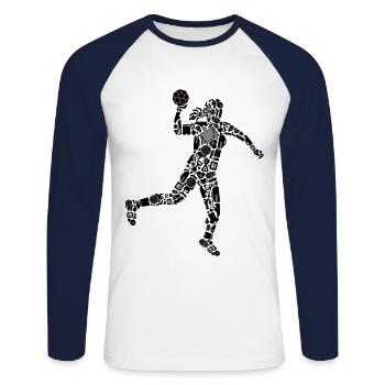 Symboles des joueurs de handball Filles Handball - T-shirt baseball manches longues Homme - blanc/marine - Devant - Nik (191cm)
