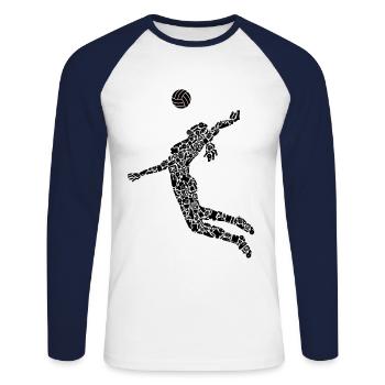 Volleyball Femmes Symboles Filles Volleyball Joueuse - T-shirt baseball manches longues Homme - blanc/marine - Devant - Nik (191cm)