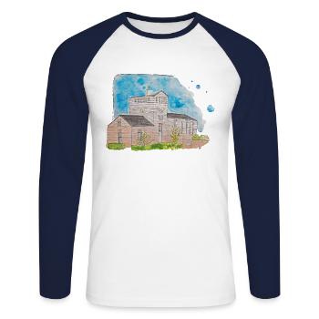 Église Borchemich Erkelenz 41812 Kreis Heinsberg - T-shirt baseball manches longues Homme - blanc/marine - Devant - Nik (191cm)