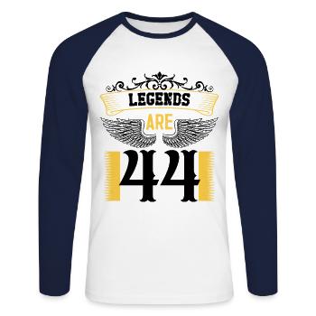 Legenden sind 44 Jahre alt, Geburtstag 44 - Unisex Baseballshirt langarm - Weiß/Navy - Vorne - Nik (191cm)