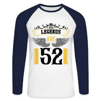 Legenden sind 52 Jahre alt, Geburtstag 52 - Unisex Baseballshirt langarm - Weiß/Navy - Vorne - Nik (191cm)