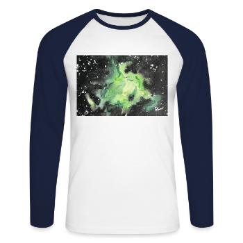 galaxie nébuleuse galaxie nébuleuse nerd astronomie espace - T-shirt baseball manches longues Homme - blanc/marine - Devant - Nik (191cm)