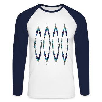Buntes Design - Unisex Baseballshirt langarm - Weiß/Navy - Vorne - Nik (191cm)
