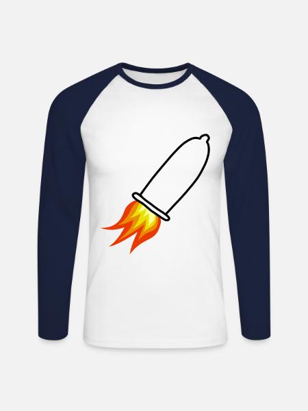 Condom rocket - Unisex Long Sleeve Baseball T-Shirt - white/navy