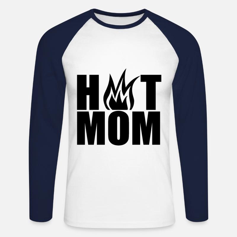 Hot Mom - Unisex Baseballshirt langarm - Weiß/Navy