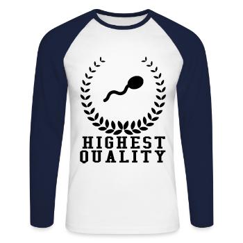 Höchste Qualität Sperma - Unisex Baseballshirt langarm - Weiß/Navy - Vorne - Nik (191cm)
