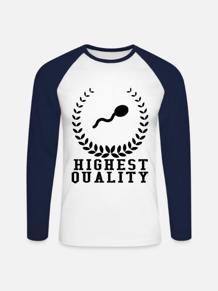 Highest quality sperm - Unisex Long Sleeve Baseball T-Shirt - white/navy