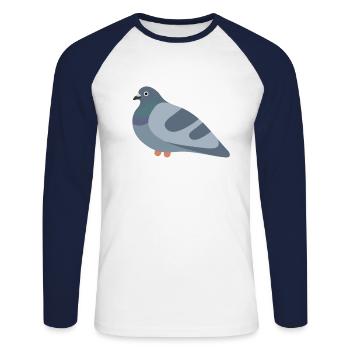 Pigeons Best Friend - Unisex Baseballshirt langarm - Weiß/Navy - Vorne - Nik (191cm)