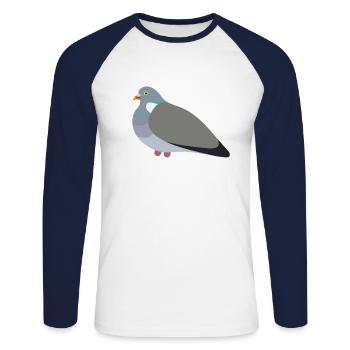 Wood Pigeon Friend - Unisex Baseballshirt langarm - Weiß/Navy - Vorne - Nik (191cm)