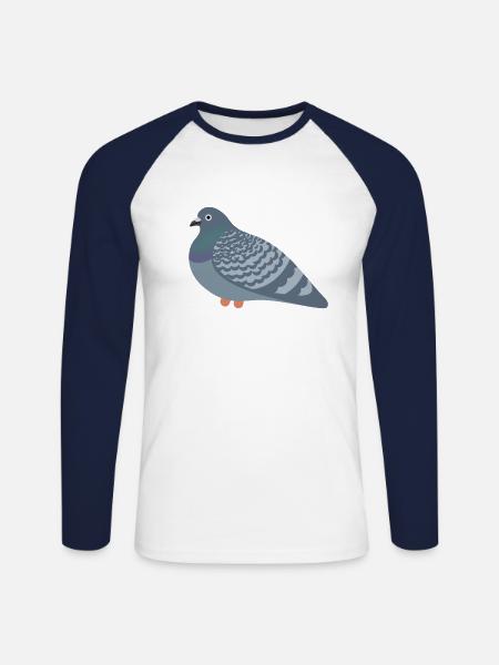 Cookie Pigeon Friend - Unisex Long Sleeve Baseball T-Shirt - white/navy
