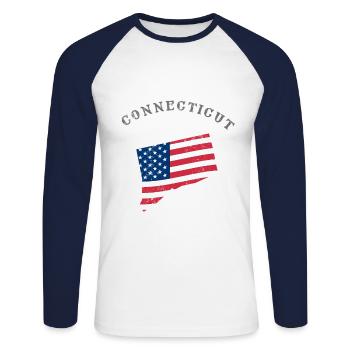 Drapeau du Connecticut US dans l’État - T-shirt baseball manches longues Homme - blanc/marine - Devant - Nik (191cm)