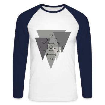 Symbol Protection Security Protection - Unisex Long Sleeve Baseball T-Shirt - white/navy - Front - Nik (191cm)