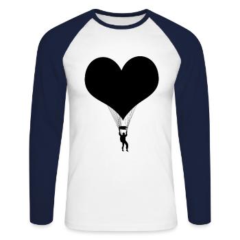 Fallschirm Skydiving Schwarz - Unisex Baseballshirt langarm - Weiß/Navy - Vorne - Nik (191cm)
