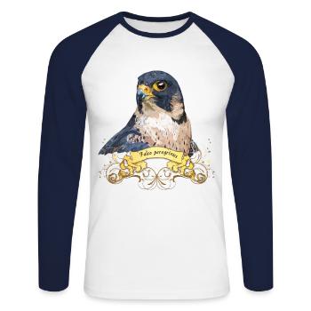 Sokol stěhovavý eurosibiřský - Unisex Baseballshirt langarm - Weiß/Navy - Vorne - Nik (191cm)