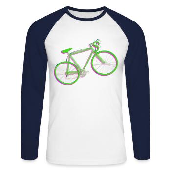 Vélo coloré - bleu, vert et rose - T-shirt baseball manches longues Homme - blanc/marine - Devant - Nik (191cm)