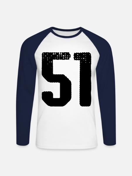 51 number jersey - Unisex Long Sleeve Baseball T-Shirt - white/navy