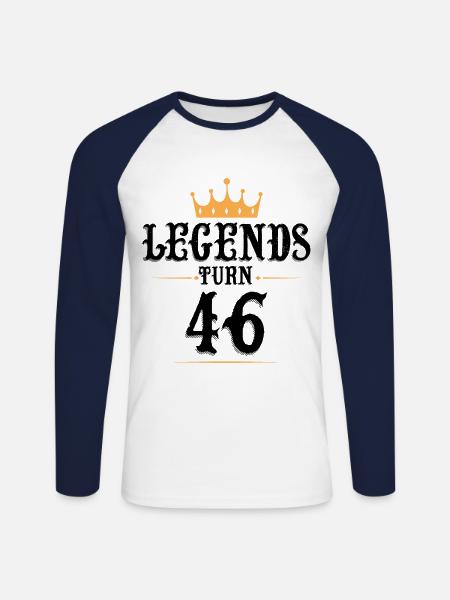 46 Birthday, Legends Turn 46 - Unisex Long Sleeve Baseball T-Shirt - white/navy