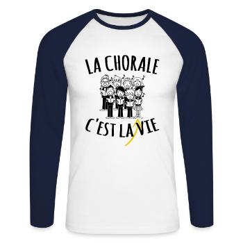 Chorale Chanteurs Prenom Personnalisable - T-shirt baseball manches longues Homme - blanc/marine - Devant - Nik (191cm)