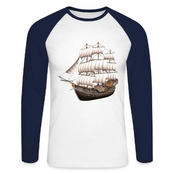 Send - Unisex Long Sleeve Baseball T-Shirt - white/navy - Front - Nik (191cm)