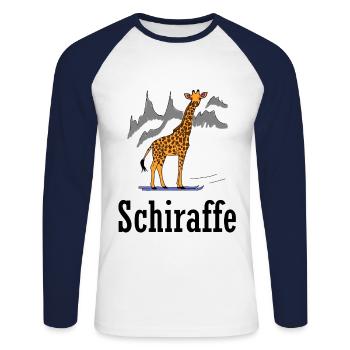 idée cadeau montagne girafe ski ski siren - T-shirt baseball manches longues Homme - blanc/marine - Devant - Nik (191cm)