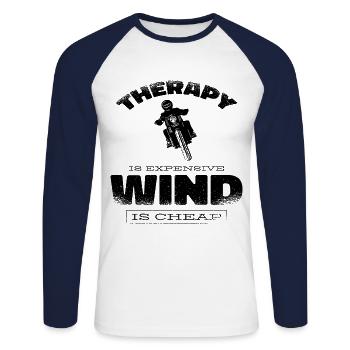 Motorcycle Race Motorbike Funny Saying - Unisex Long Sleeve Baseball T-Shirt - white/navy - Front - Nik (191cm)