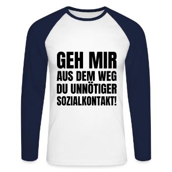 Sors-moi de la route Du contact social inutile - T-shirt baseball manches longues Homme - blanc/marine - Devant - Nik (191cm)
