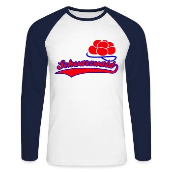 Schwarzwald Bollenhut Schwarzwälder - Unisex Baseballshirt langarm - Weiß/Navy - Vorne - Nik (191cm)