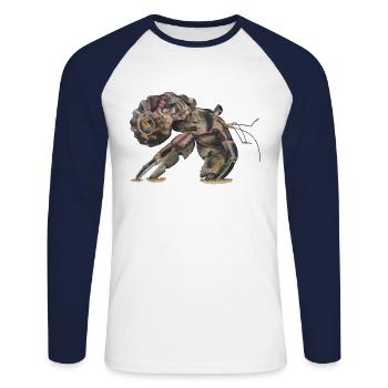 Bernard-l’ermite Sp - T-shirt baseball manches longues Homme - blanc/marine - Devant - Nik (191cm)