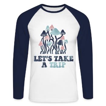 PARTONS EN VOYAGE - T-shirt baseball manches longues Homme - blanc/marine - Devant - Nik (191cm)