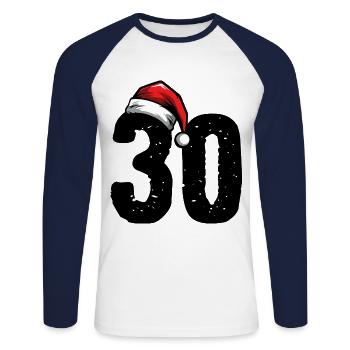 30 Zahl Weihnachten - Unisex Baseballshirt langarm - Weiß/Navy - Vorne - Nik (191cm)